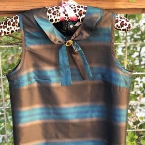 Sleeveless Silk Top with Peter Pan Collar